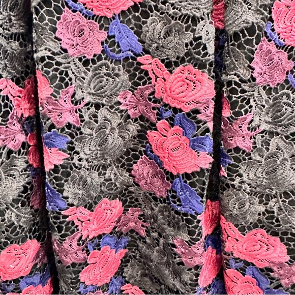 Hutch V-Neck Black and Pink Floral Midi Dress - Picture 5 of 9